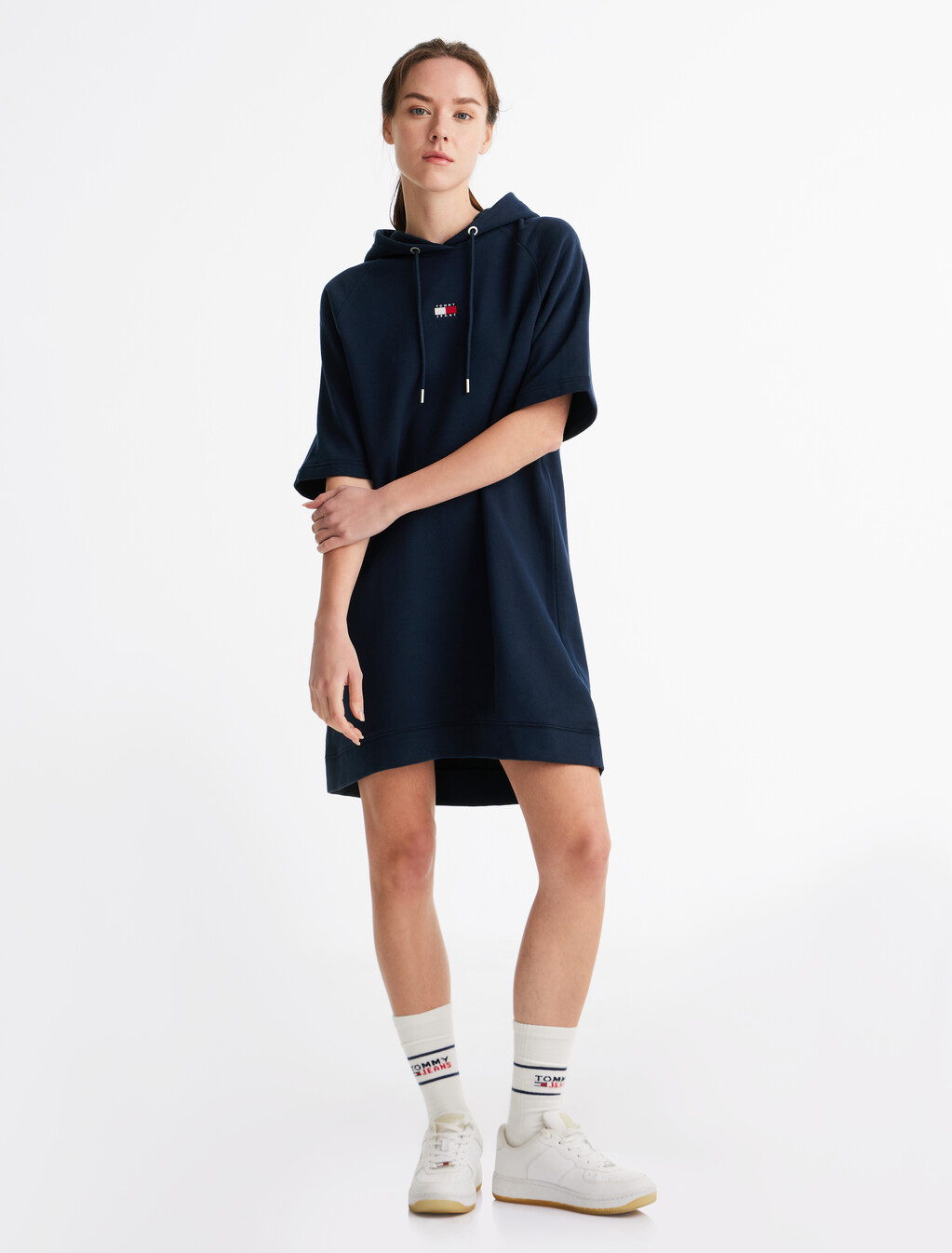Crest Hoodie Dress, Dark Night Navy, hi-res