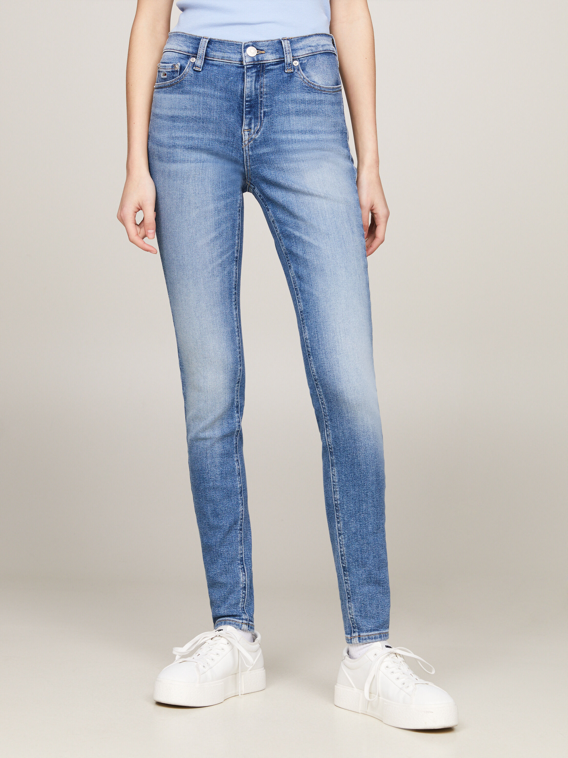 Nora Mid Rise Skinny Faded Jeans Denim Medium