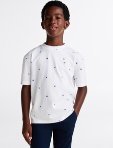 Flag Print T-Shirt, White Allover, hi-res