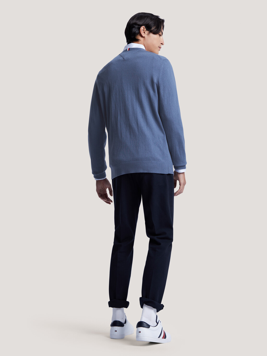 Organic Pima Cotton Cashmere Sweater, Faded Indigo, hi-res