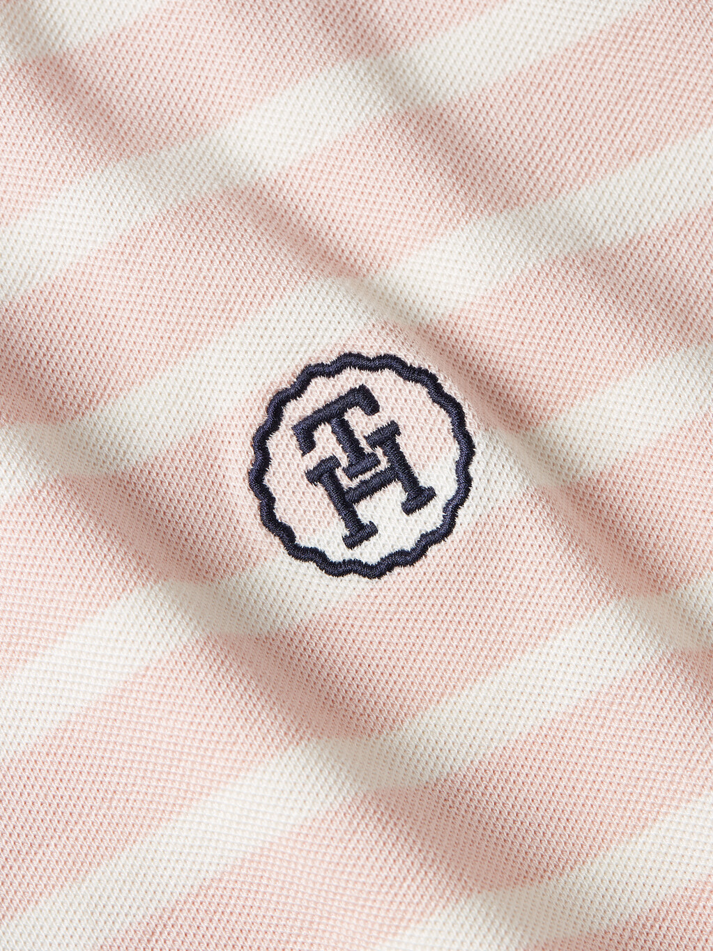 寬鬆萊賽爾條紋 Polo 衫, Breton Ecru/Whimsy Pink, hi-res