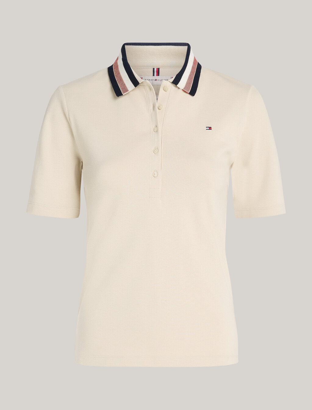 修身珠地棉質 Polo 衫, Country Ivory, hi-res