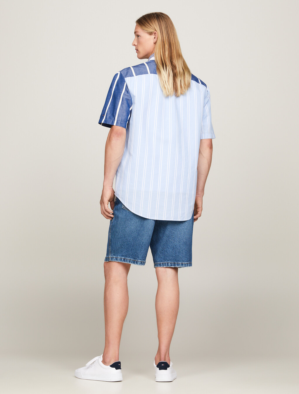 Contrast Stripe Regular Short Sleeve Shirt, Anchor Blue / Multi, hi-res