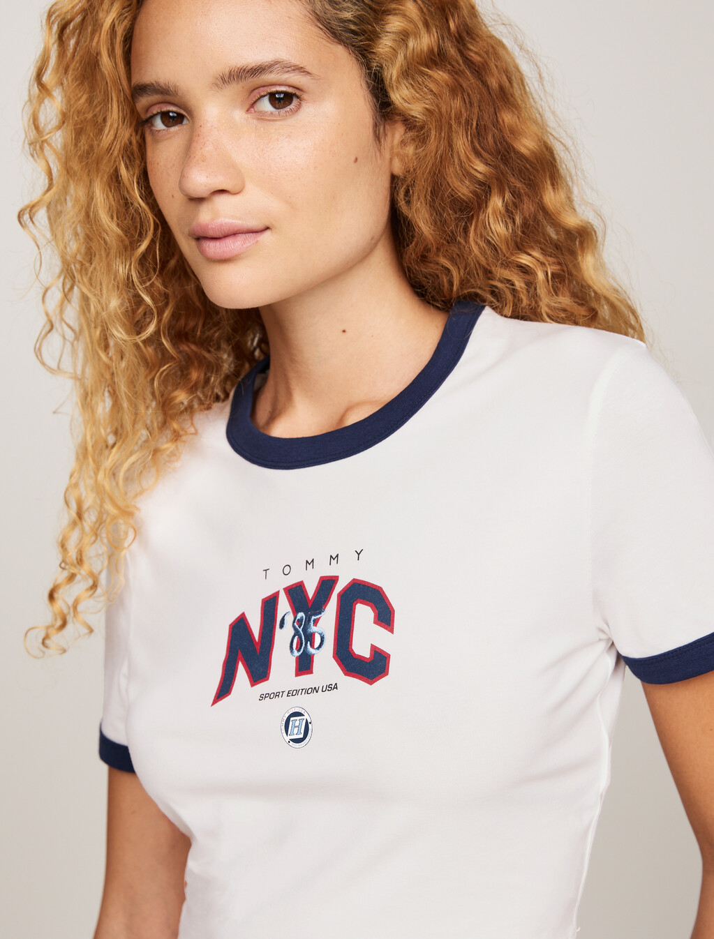 Tommy Jeans x Game Day Cropped Ranger T-Shirt, Ecru, hi-res