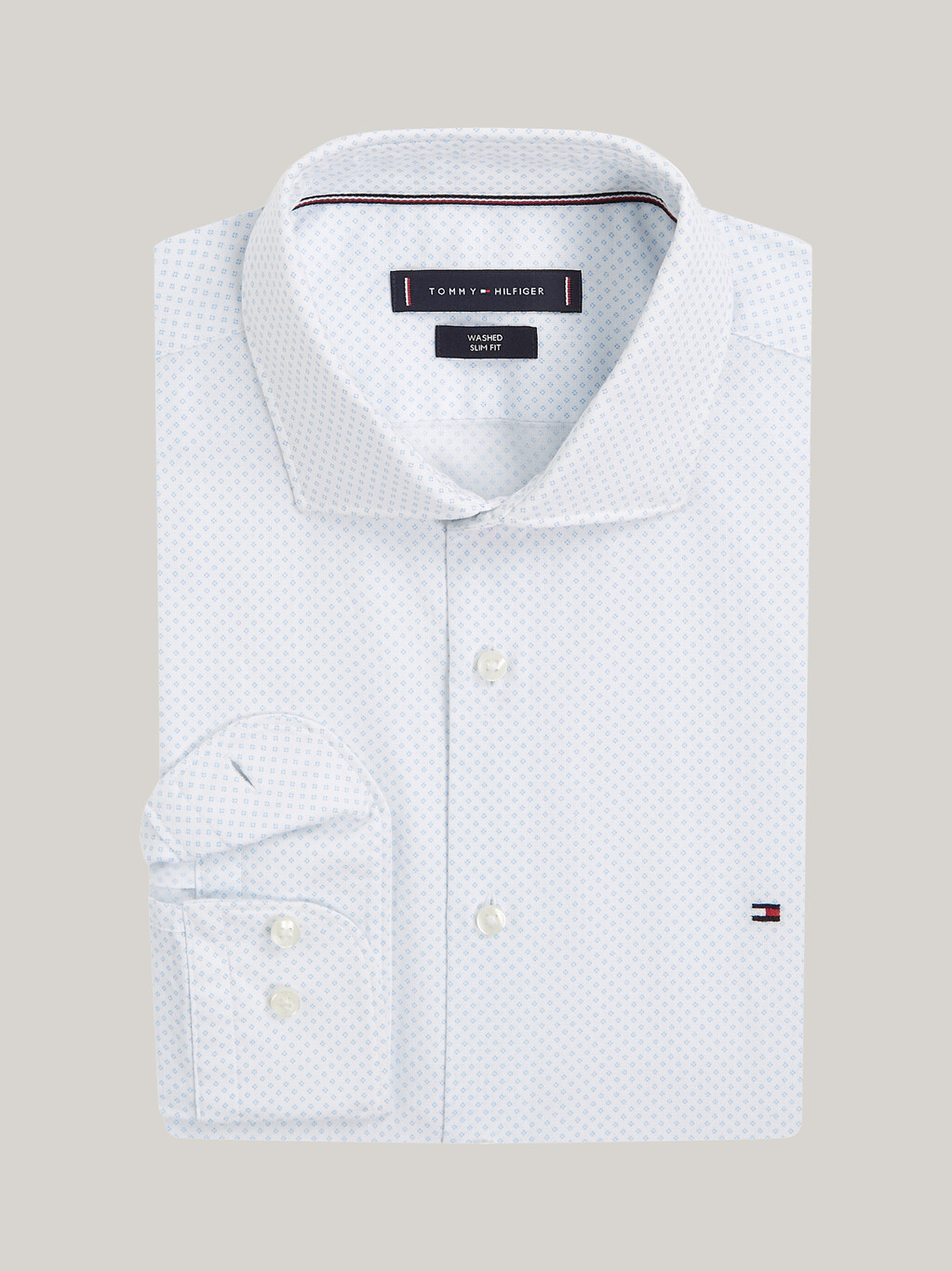 Micro Dot Print Regular Fit Shirt, White/Light Blue, hi-res