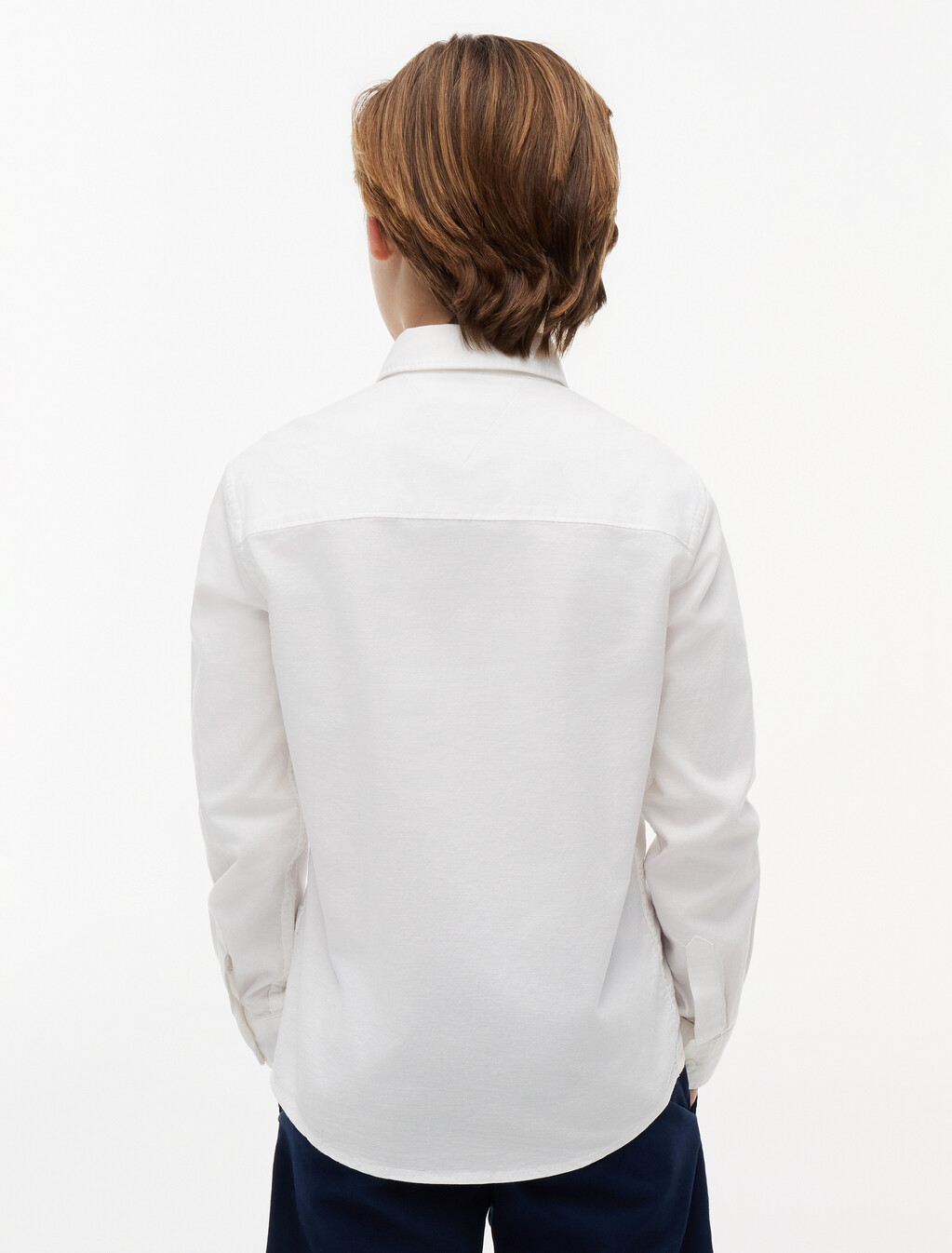 男童裝彈力牛津襯衫, White, hi-res
