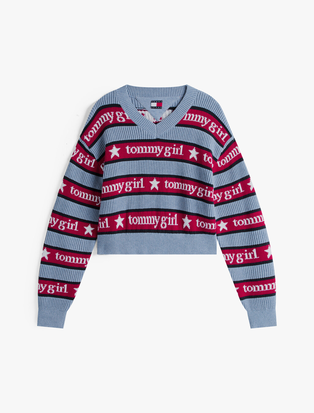 Tommy Girl 寬鬆條紋毛衣, Sweet Blue, hi-res
