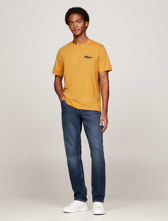 Logo Embroidery T-Shirt, City Yellow Logo Embroidery T-Shirt