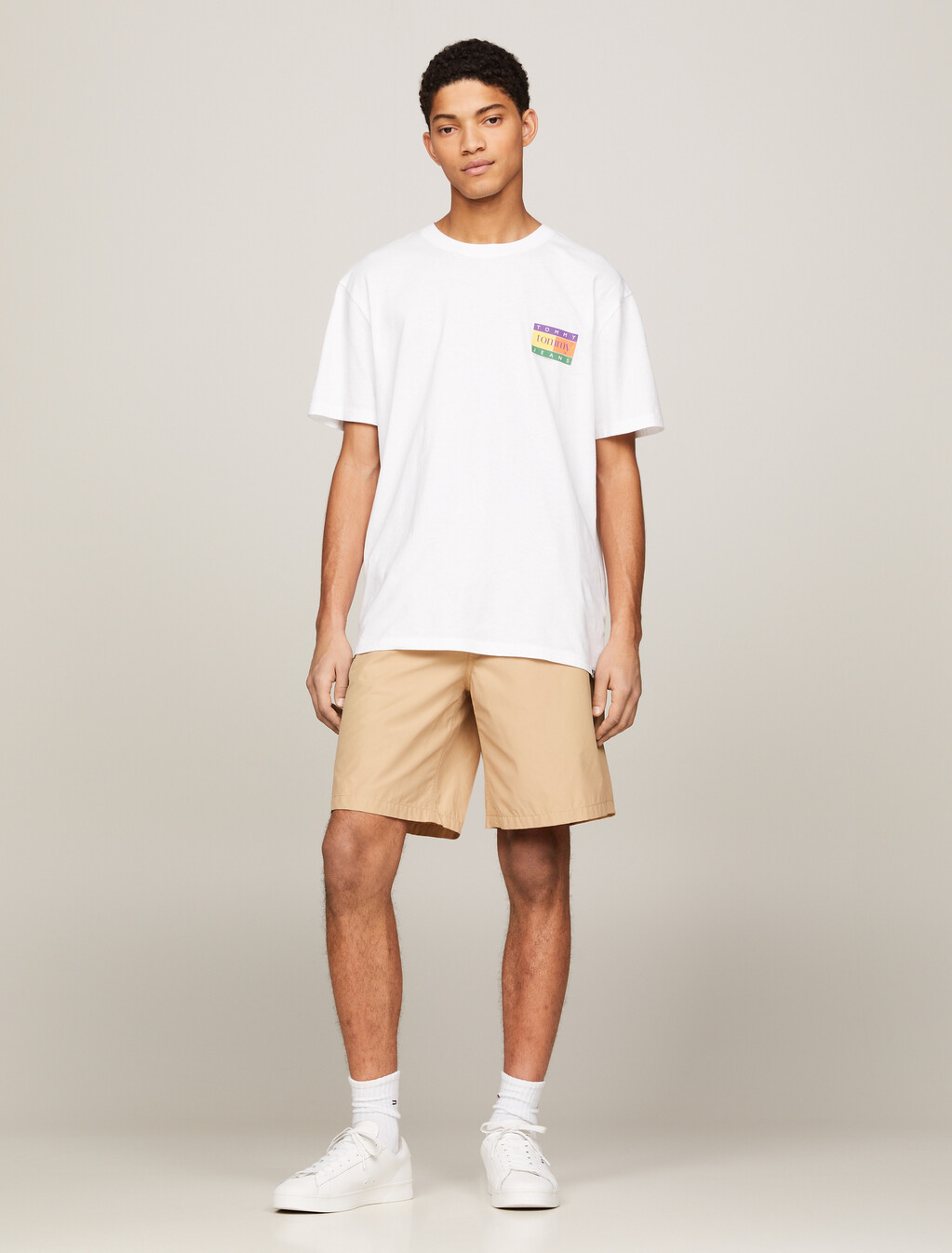Oversized Serif Flag Back Logo T-Shirt, White, hi-res
