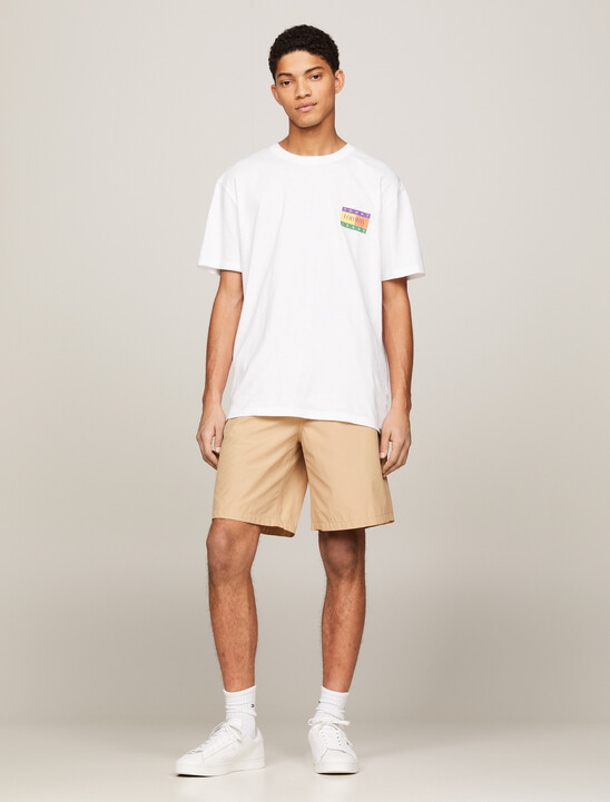Oversized Serif Flag Back Logo T-Shirt, White Oversized Serif Flag Back Logo T-Shirt