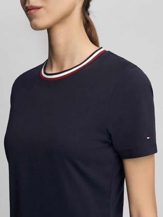 Global Stripe Collar Slim T-Shirt
