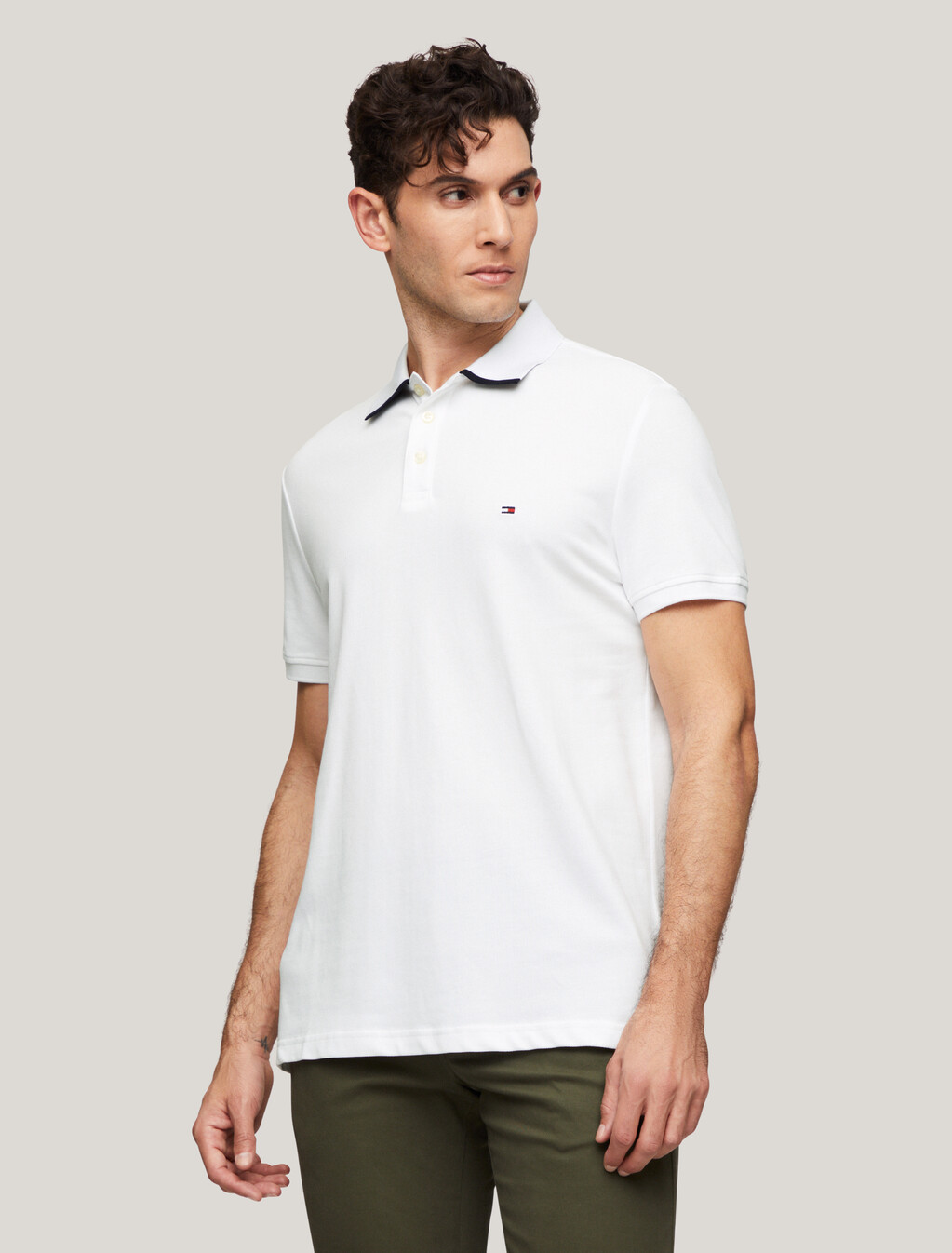 Hilfiger Monotype Tiped 常規版型 Polo 衫, White, hi-res