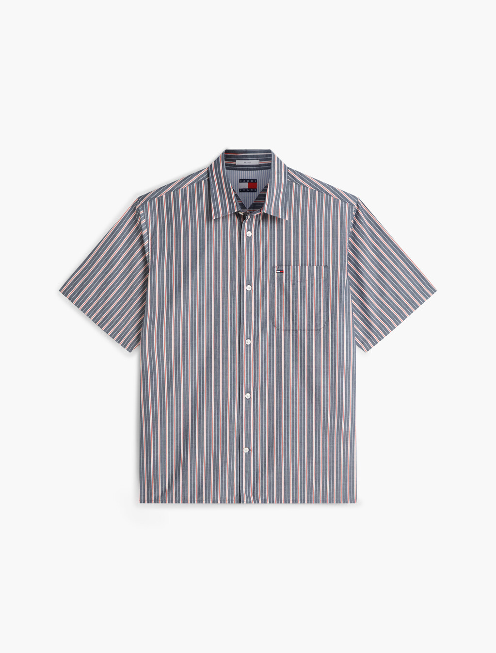 Relaxed Fit Stripe Short Sleeve Shirt, Dark Night Navy Stripe, hi-res