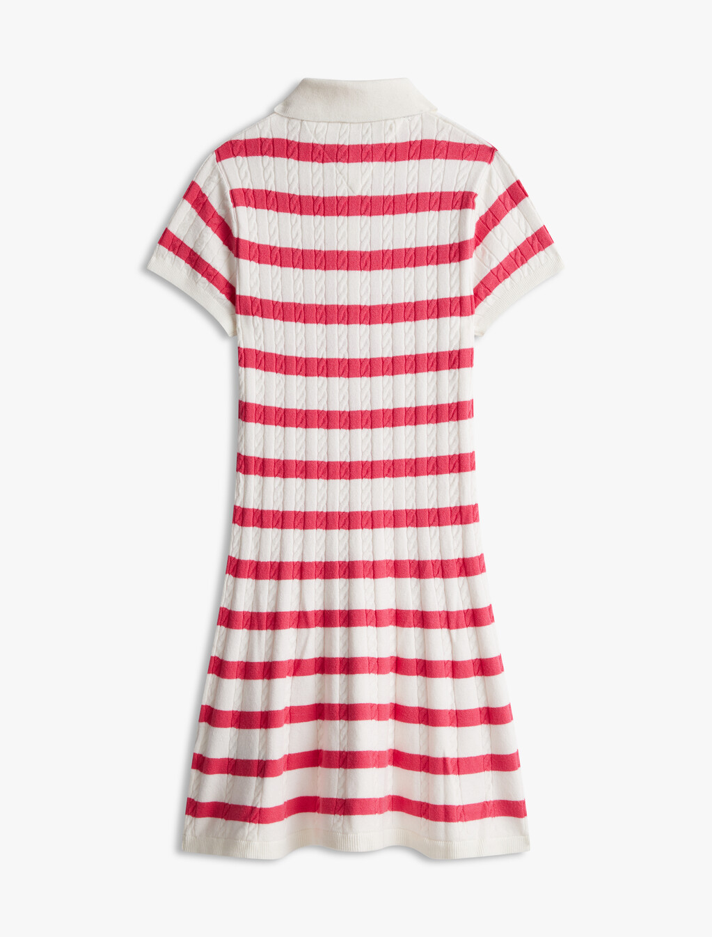 條紋絞花針織洋裝, Ivory Petal Base Laser Pink Stripes, hi-res