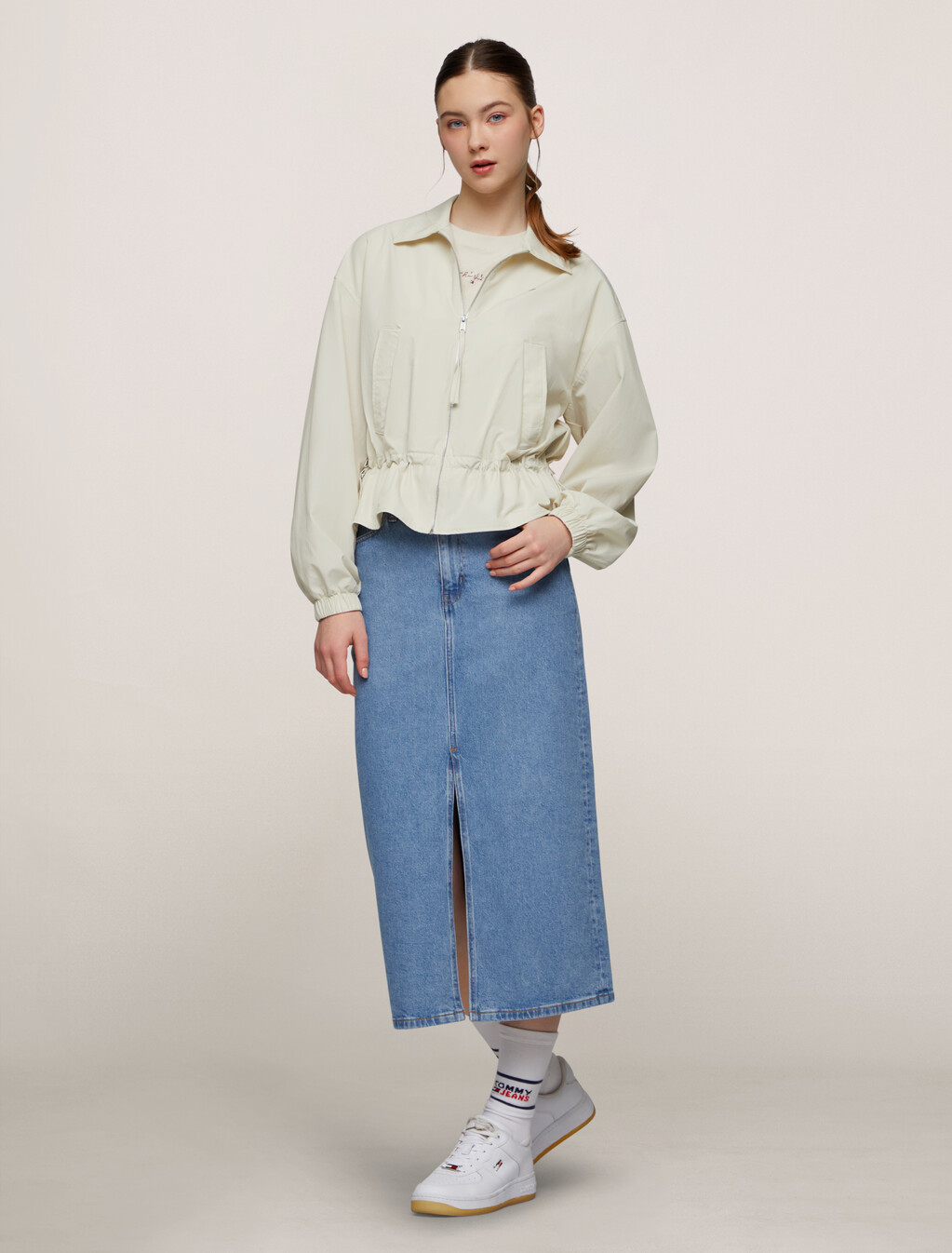 Cropped Windbreaker, NATURAL, hi-res