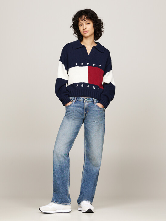 Rugby Collar Boxy Jumper With Wool