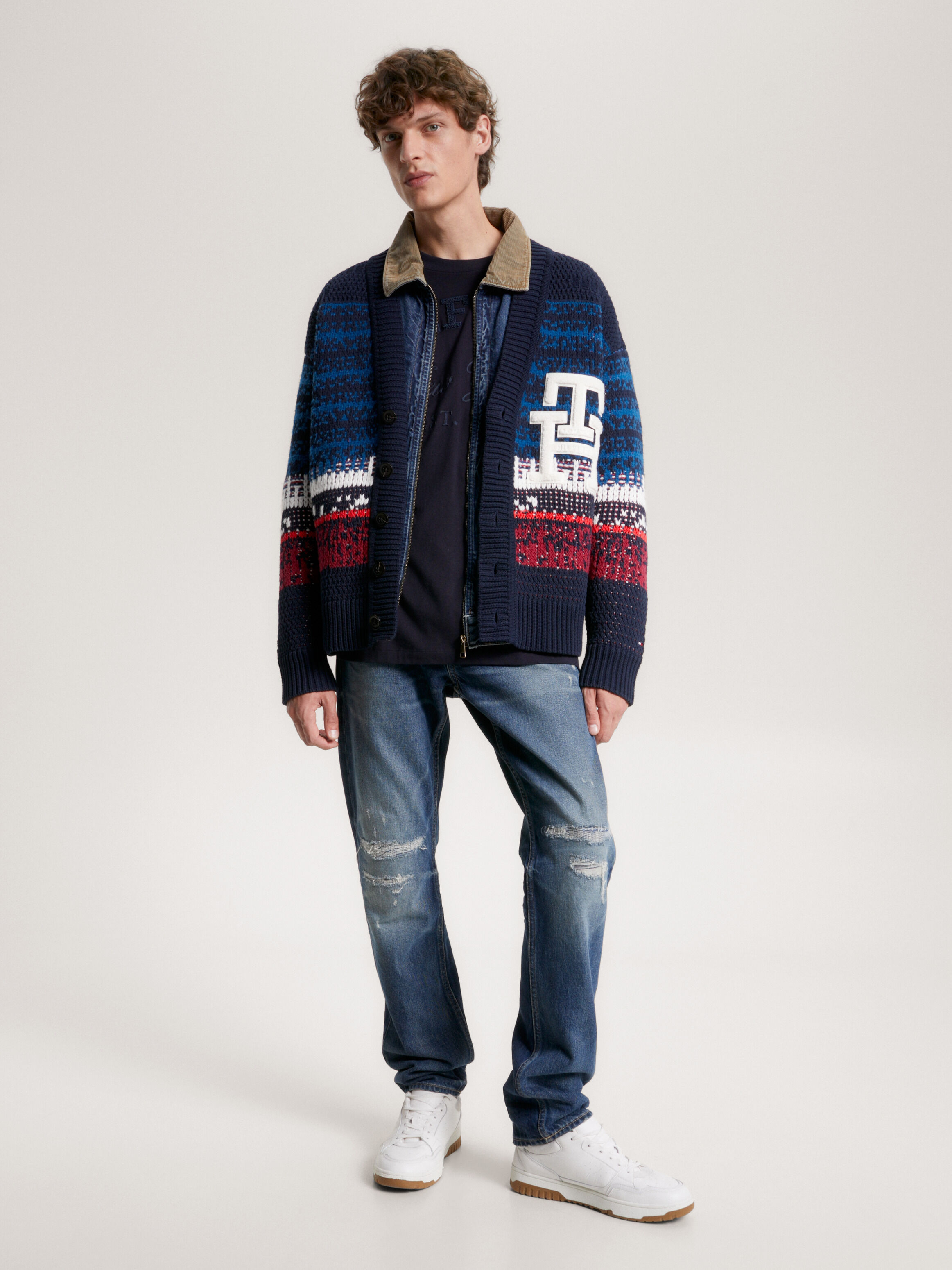 Tommy hilfiger striped discount cardigan
