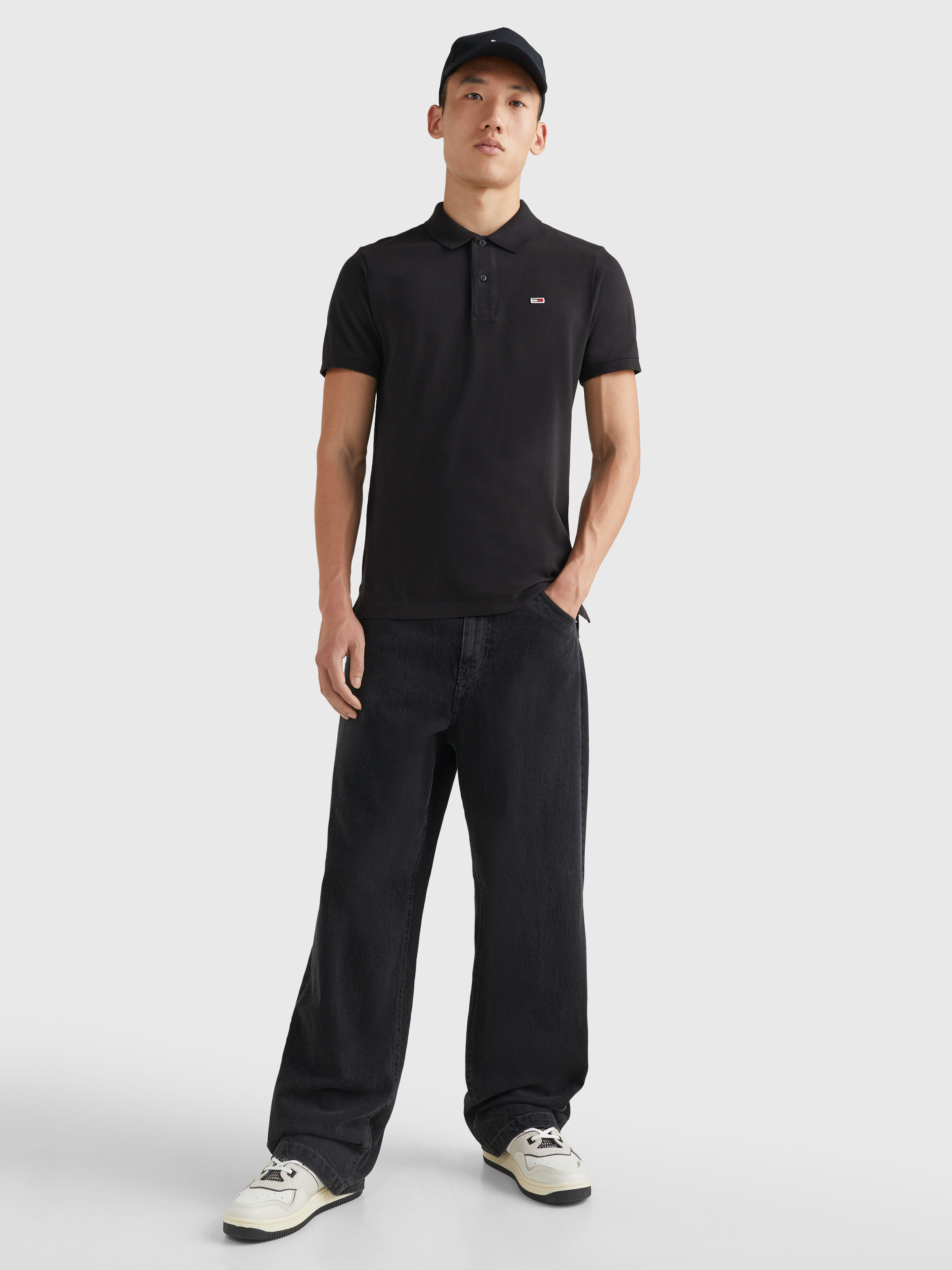 Tommy Jeans 旗幟修身 Polo 衫 Black