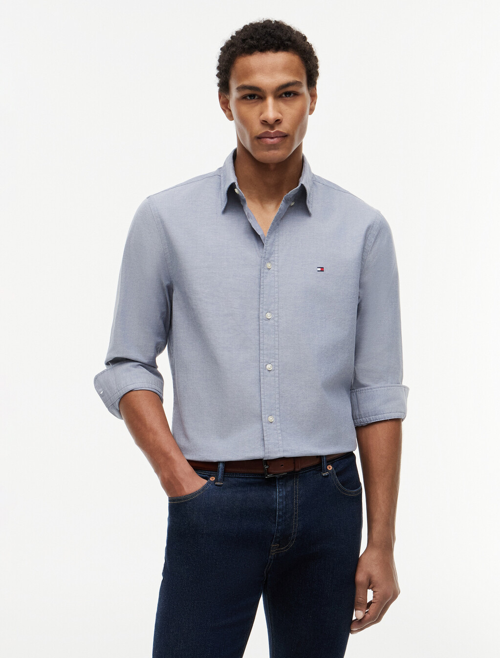 Asia Fit Lightweight Solid Oxford Shirt, Desert Sky, hi-res