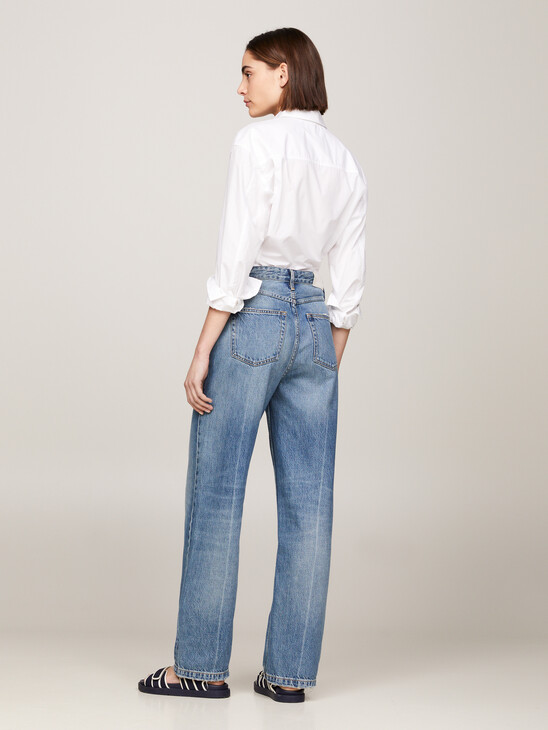 High Rise Relaxed Straight Faded Jeans