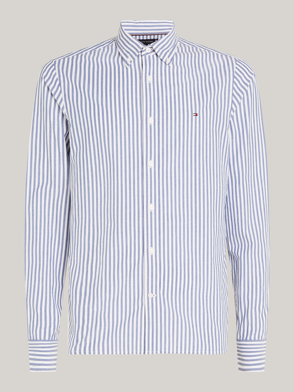 TH Flex Stripe Poplin Slim Shirt, Mid Blue / Optic White, hi-res