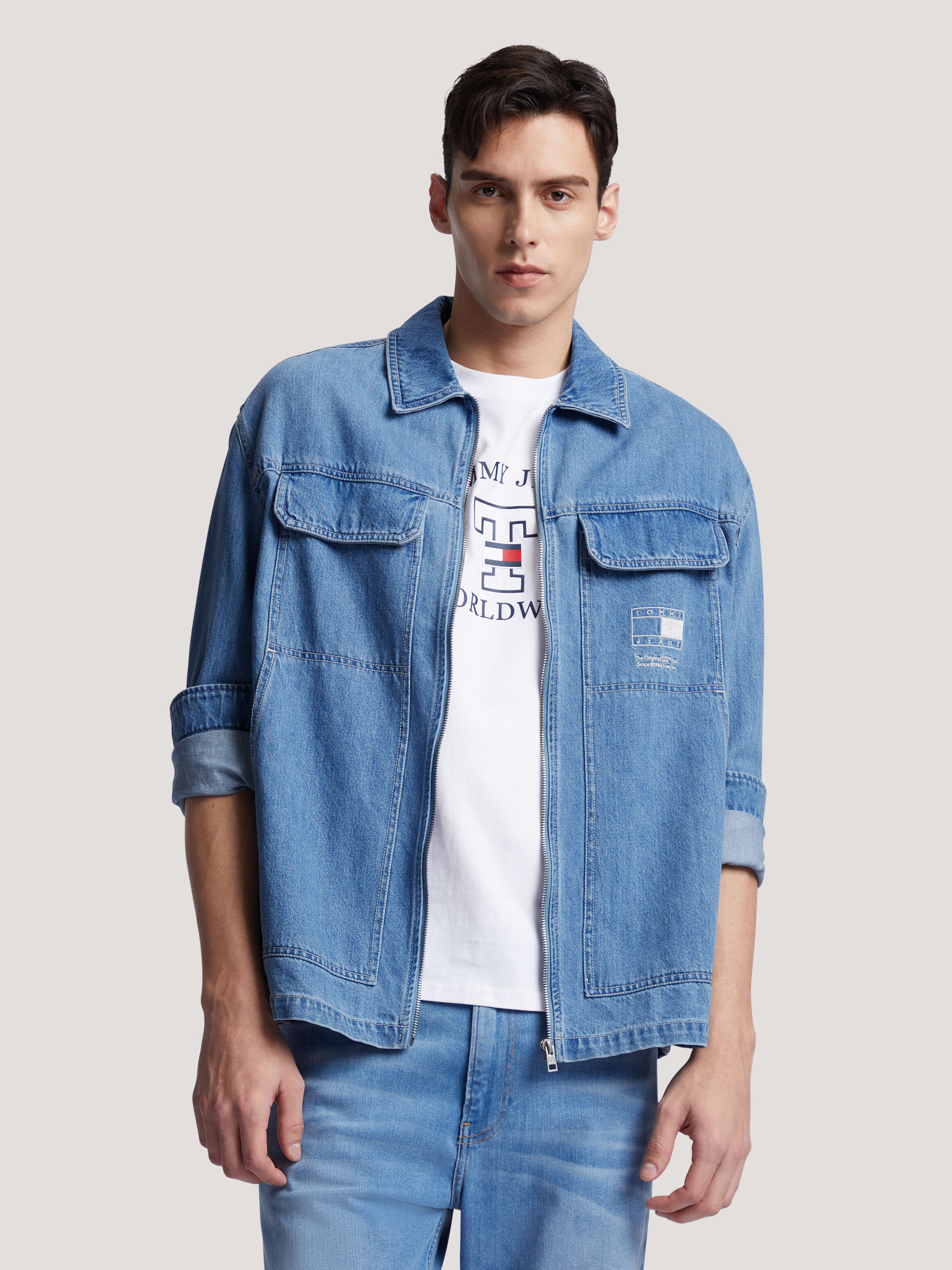 Denim Zip Thru Jacket blue Tommy Hilfiger Taiwan