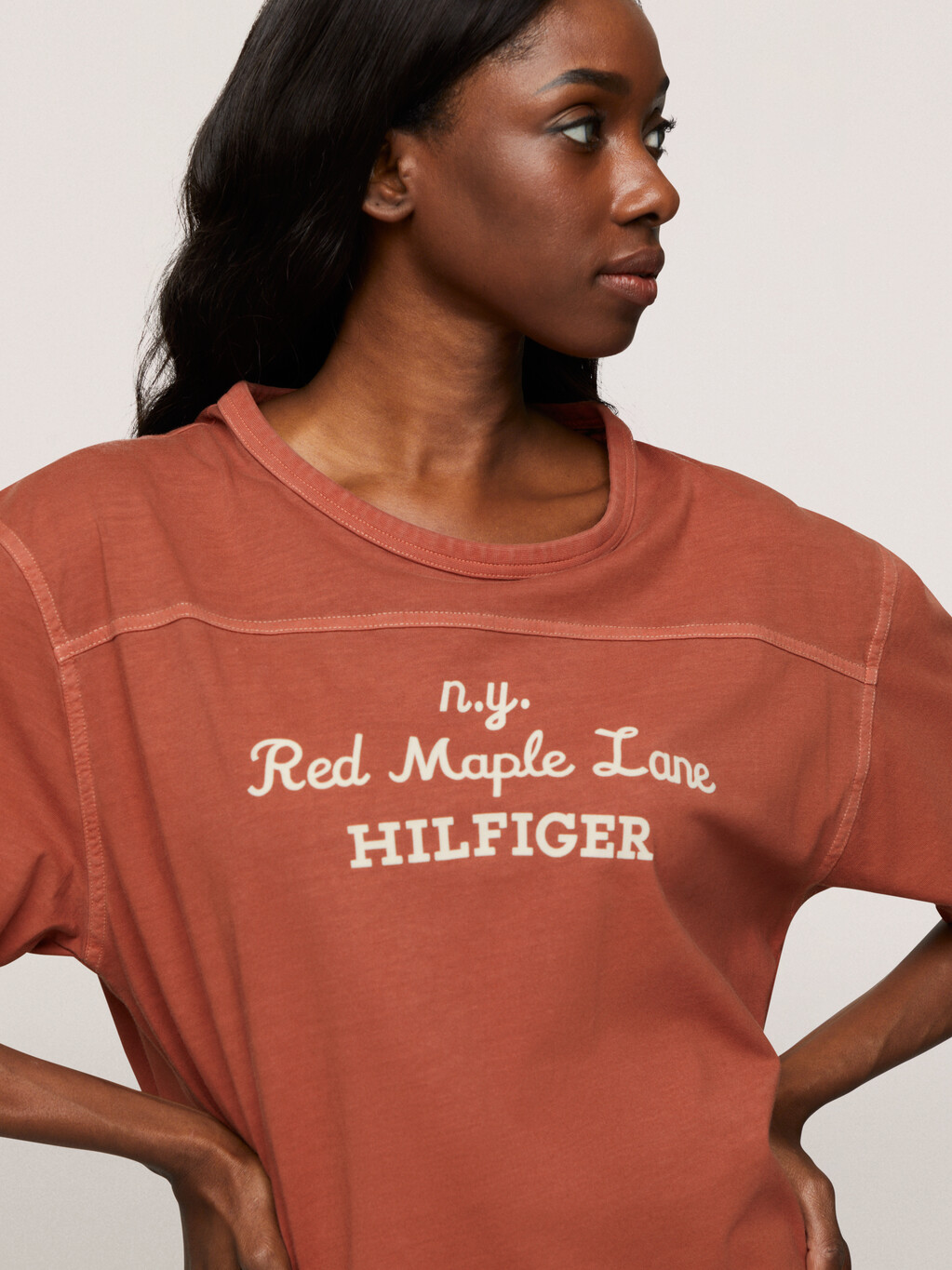 Top Stitch Logo Crewneck T-Shirt, Terra Red, hi-res