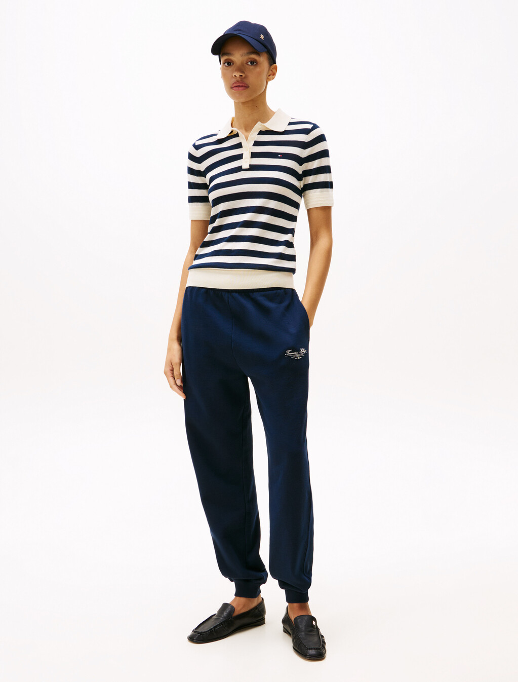 短袖 Polo 領毛衣, Calico/Dark Night Navy Stp, hi-res