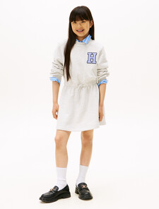 Varsity Back Logo Appliqué Sweatshirt Dress, Light Grey Heather, hi-res