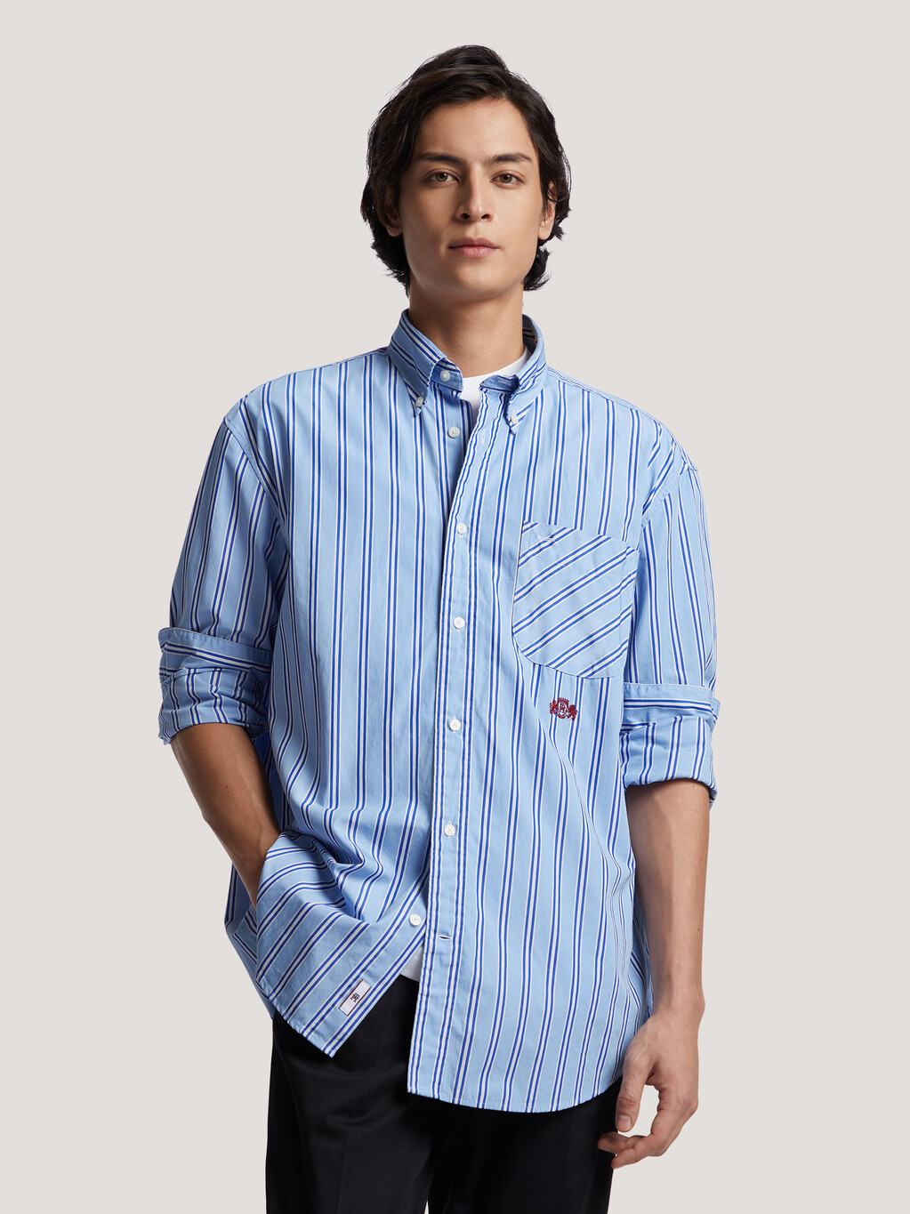 TH Crest Stripe Shirt, Cloudy Blue / Ultra Blue / Multi, hi-res
