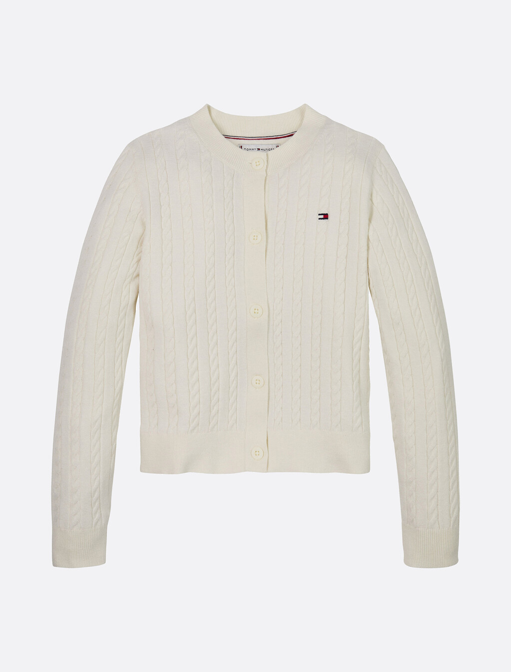 Mini Cable Knit Cardigan, Ivory Petal, hi-res