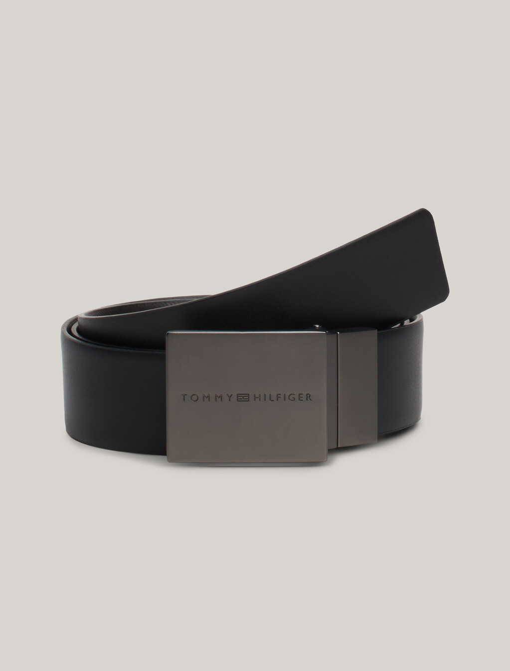 Reversible Textured Leather Belt, Black, hi-res