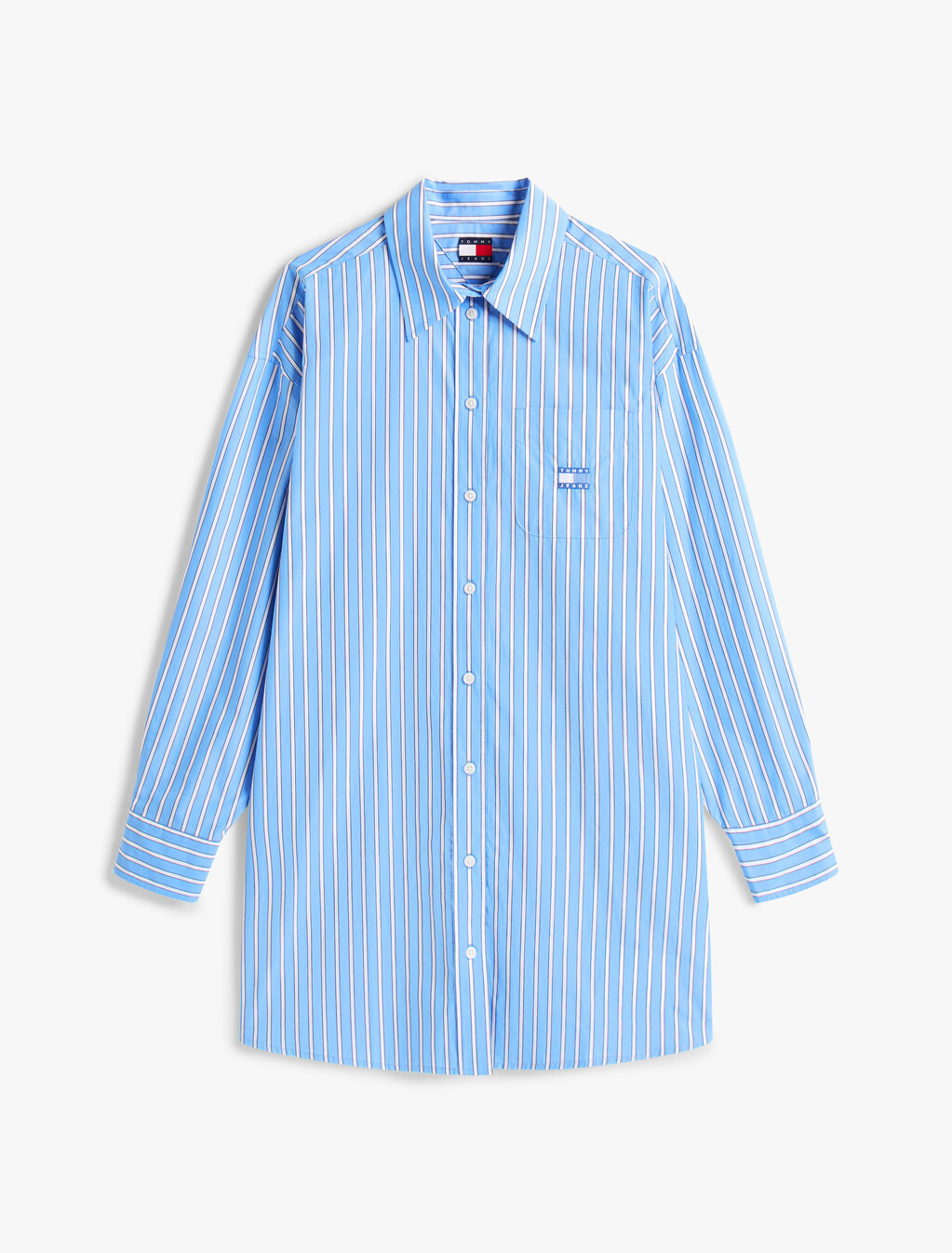 TJW OVS MN SHRT DRSSEcr / Bl Strp, Ecru / Blue Stripe, hi-res
