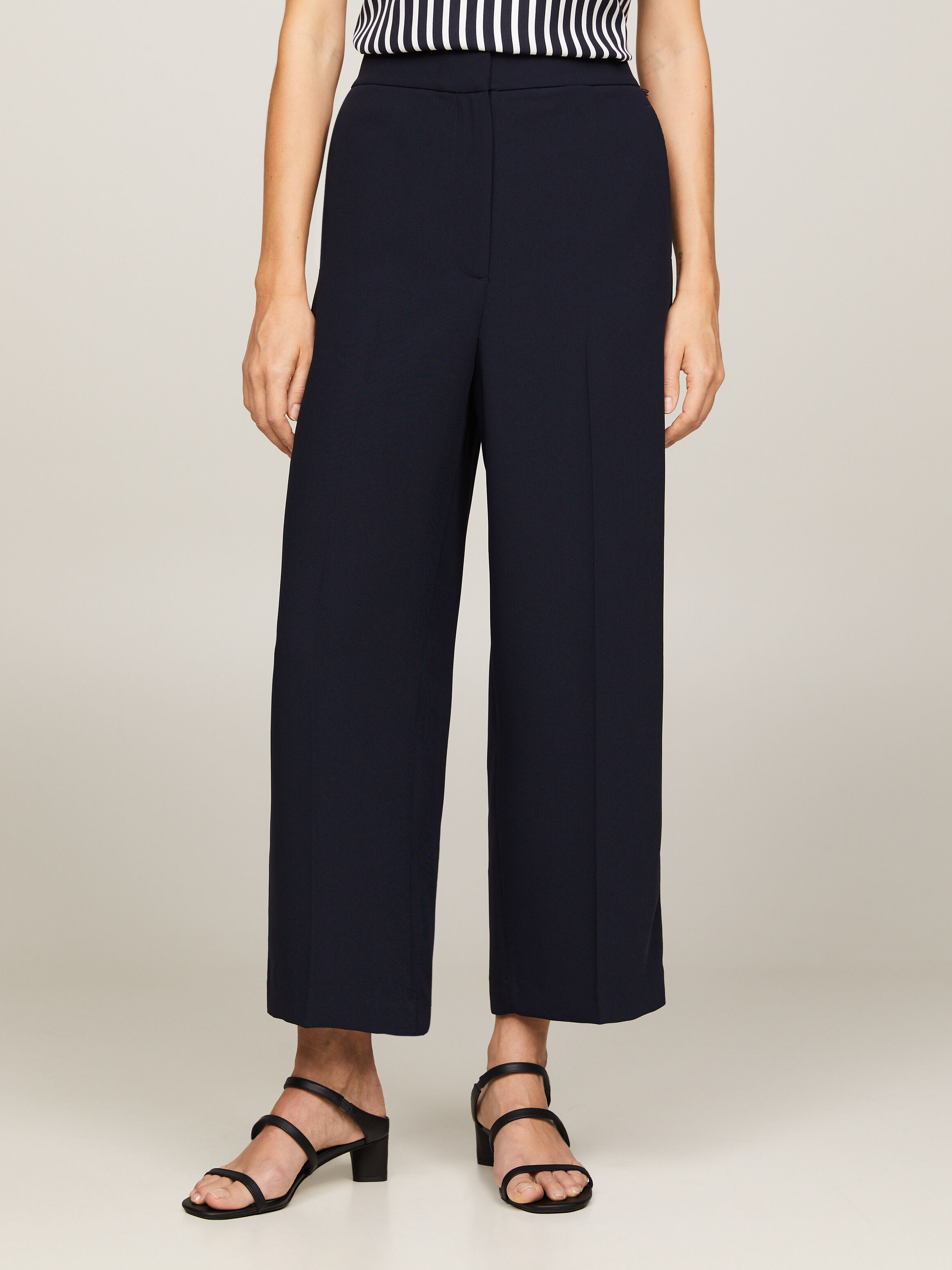 Twill Wide Leg Cropped Trousers blue Tommy Hilfiger Taiwan