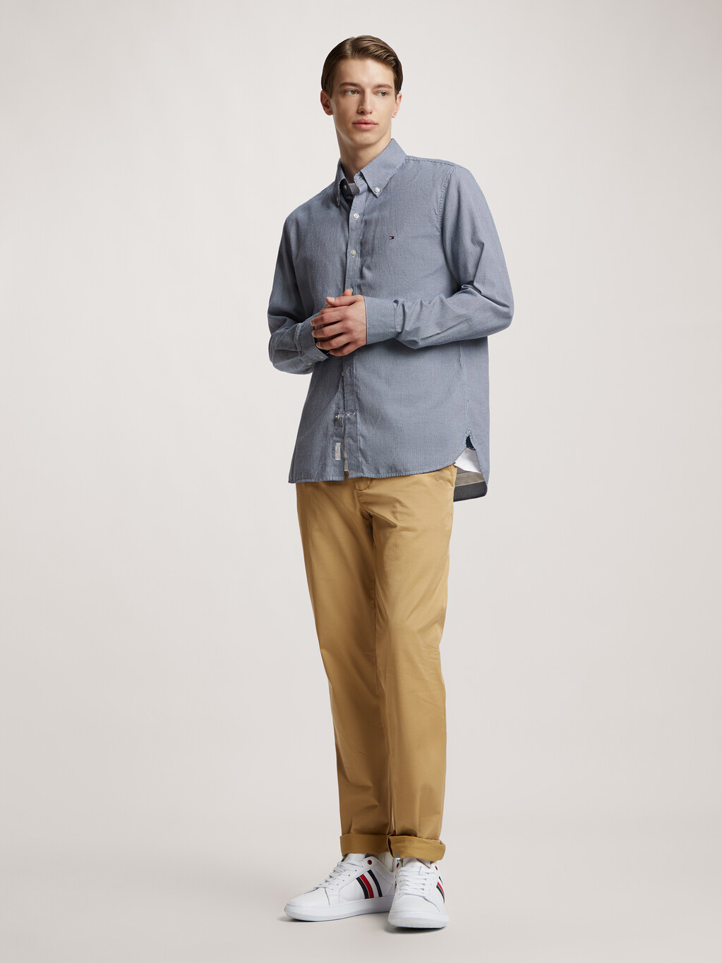 Micro Check Regular Fit Shirt, Carbon Navy / Optic White, hi-res
