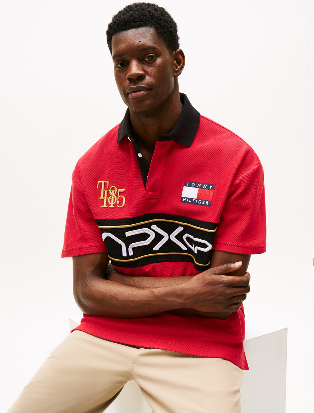 APXGP 系列寬版標誌 Polo 衫, Primary Red/Black, hi-res