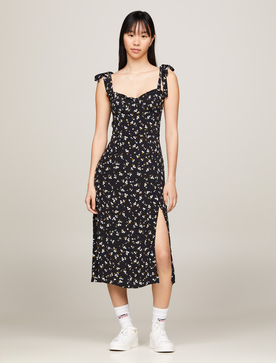 Floral Print Ruffle Midi Dress