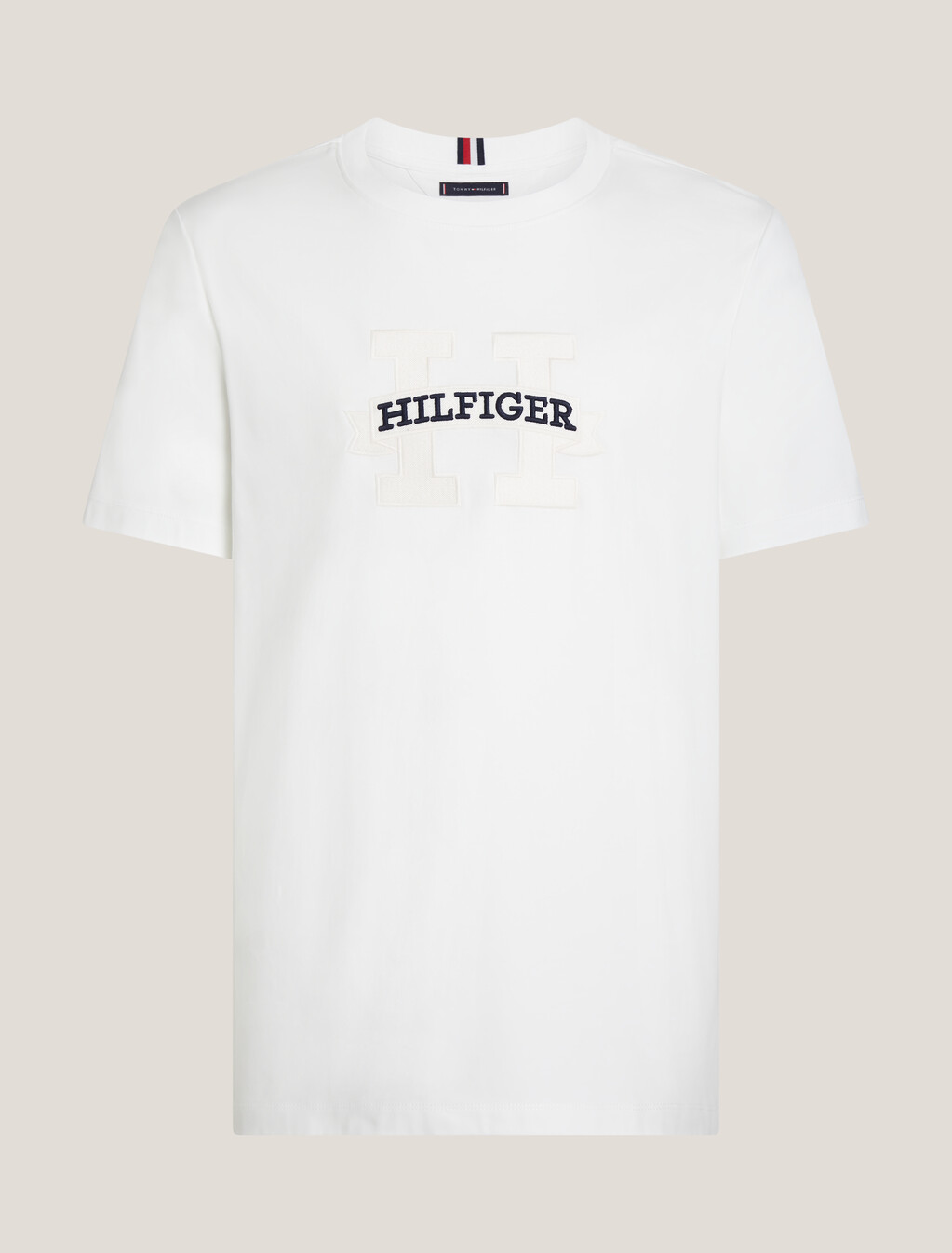 Hilfiger 捲軸標誌圖案 T 裇, White, hi-res