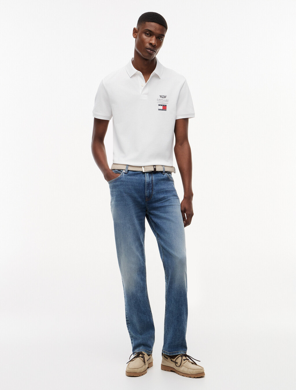 TH x Cadillac Formula 1&reg; Team Logo Polo Shirt, White, hi-res