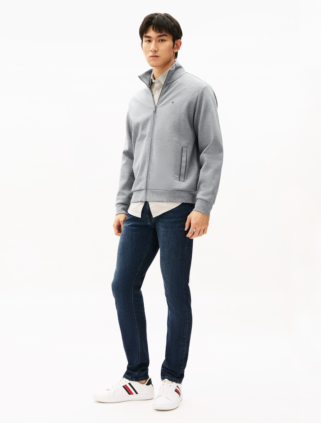Intechno 拉鍊運動外套, Medium Grey Heather, hi-res