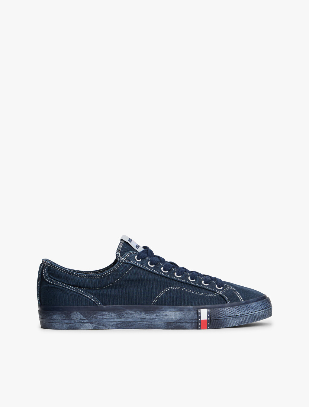 Archive Flag Stripe Washed Canvas Trainers, Dark Night Navy, hi-res