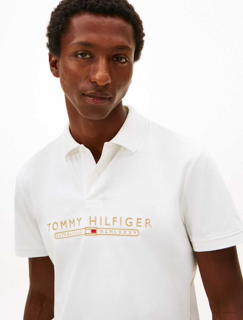 Icon Luxe 標誌刺繡 Polo 衫, Ecru, hi-res