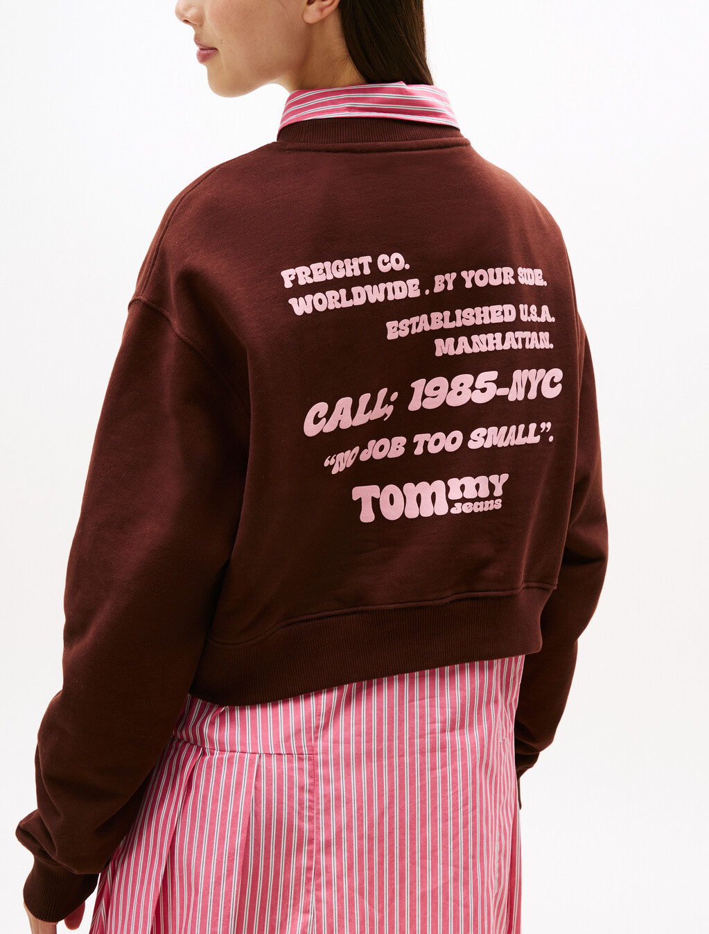Relaxed Cropped Sweatshirt, Rich Brown, hi-res