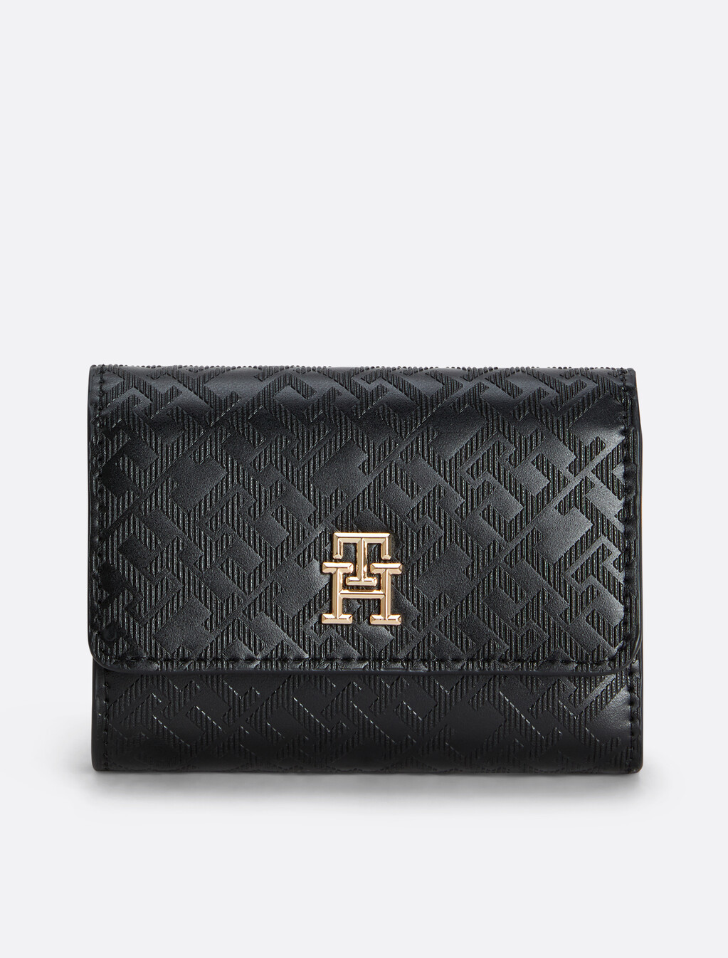 TH Monogram 三折式錢包, Black, hi-res