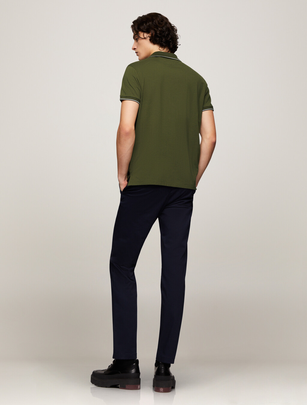 標準版型飾邊平紋 Polo 衫, Army Green, hi-res