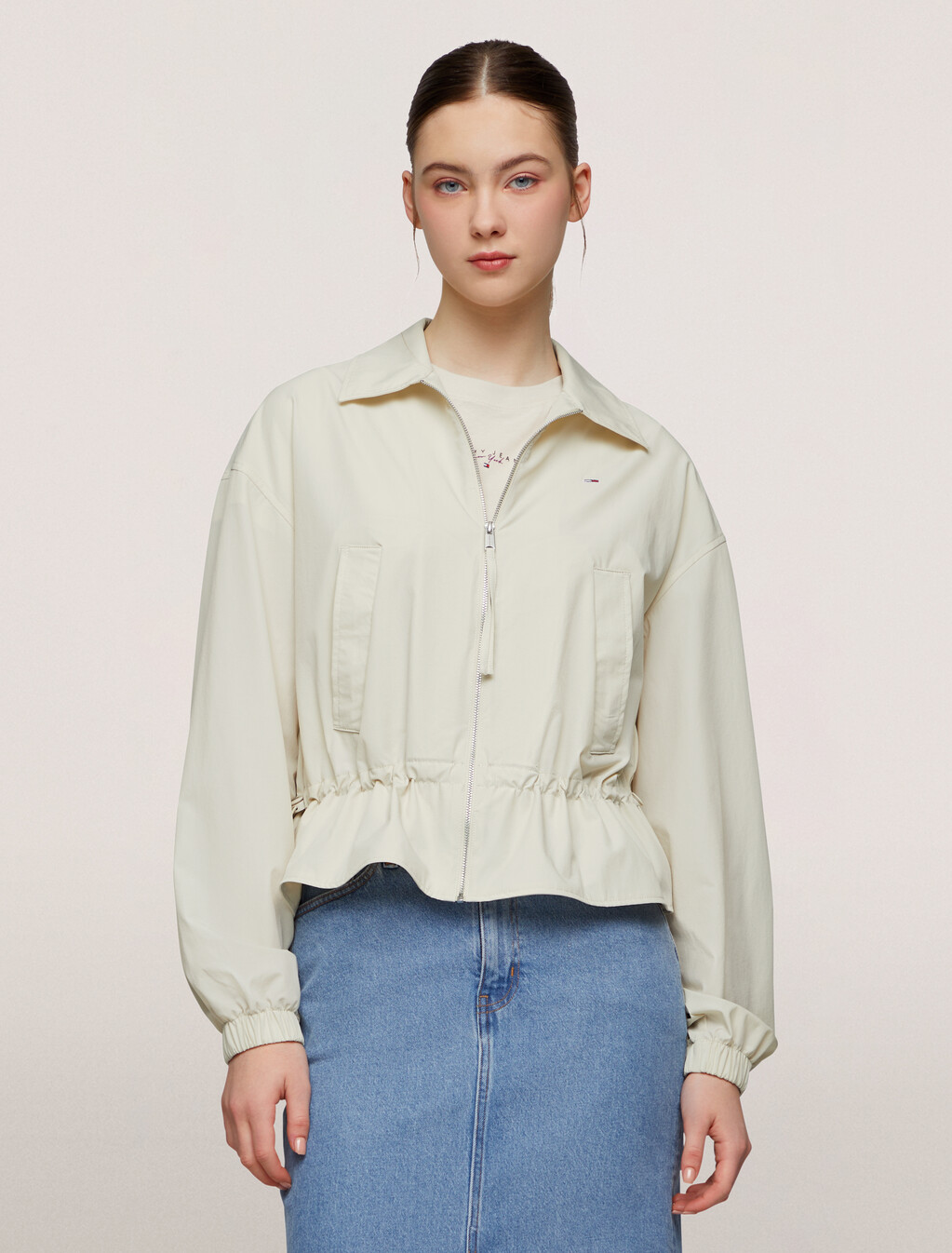 Cropped Windbreaker, NATURAL, hi-res