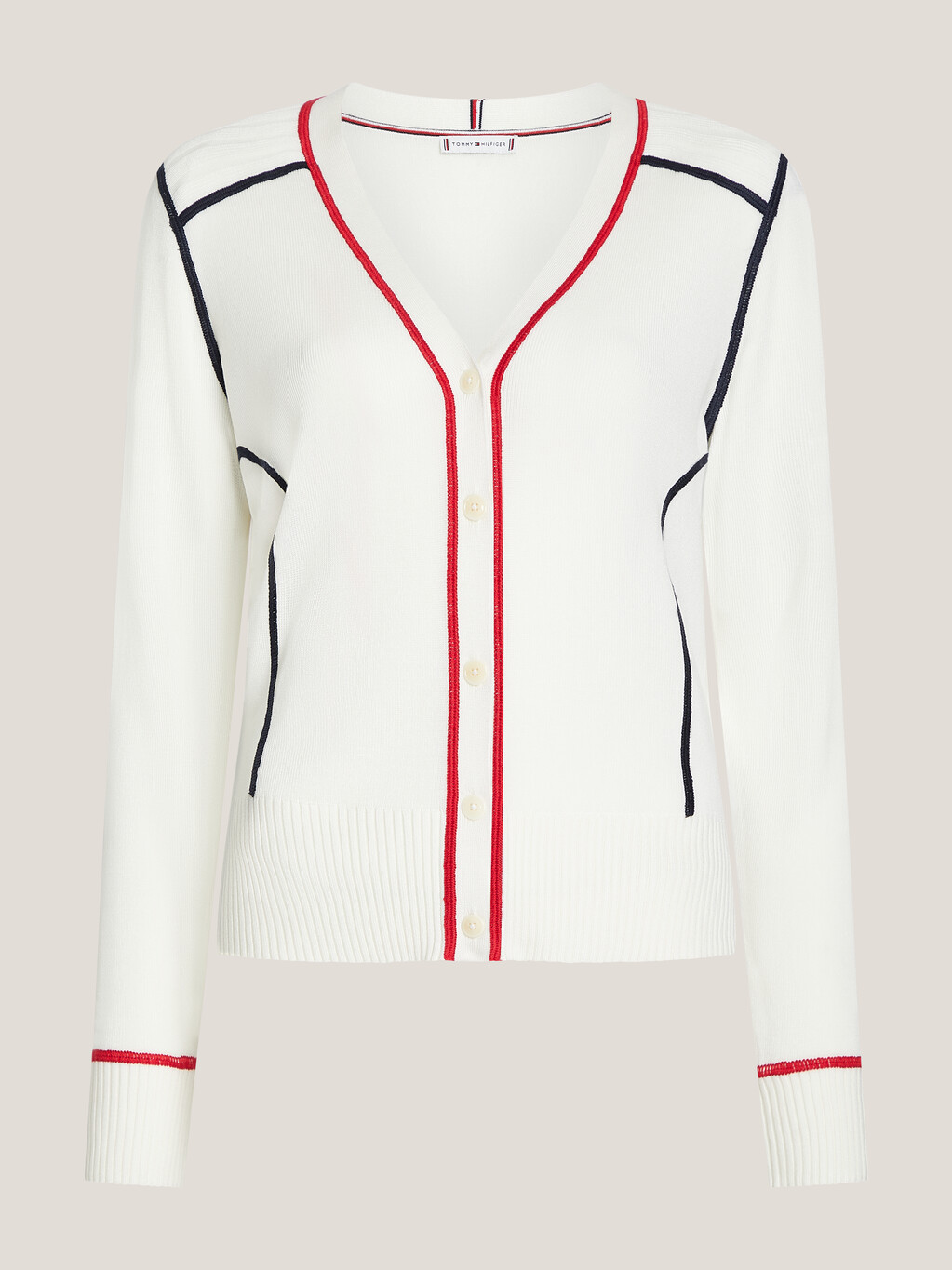 Global Stripe Lyocell Silk Cardigan, Ivory Petal, hi-res