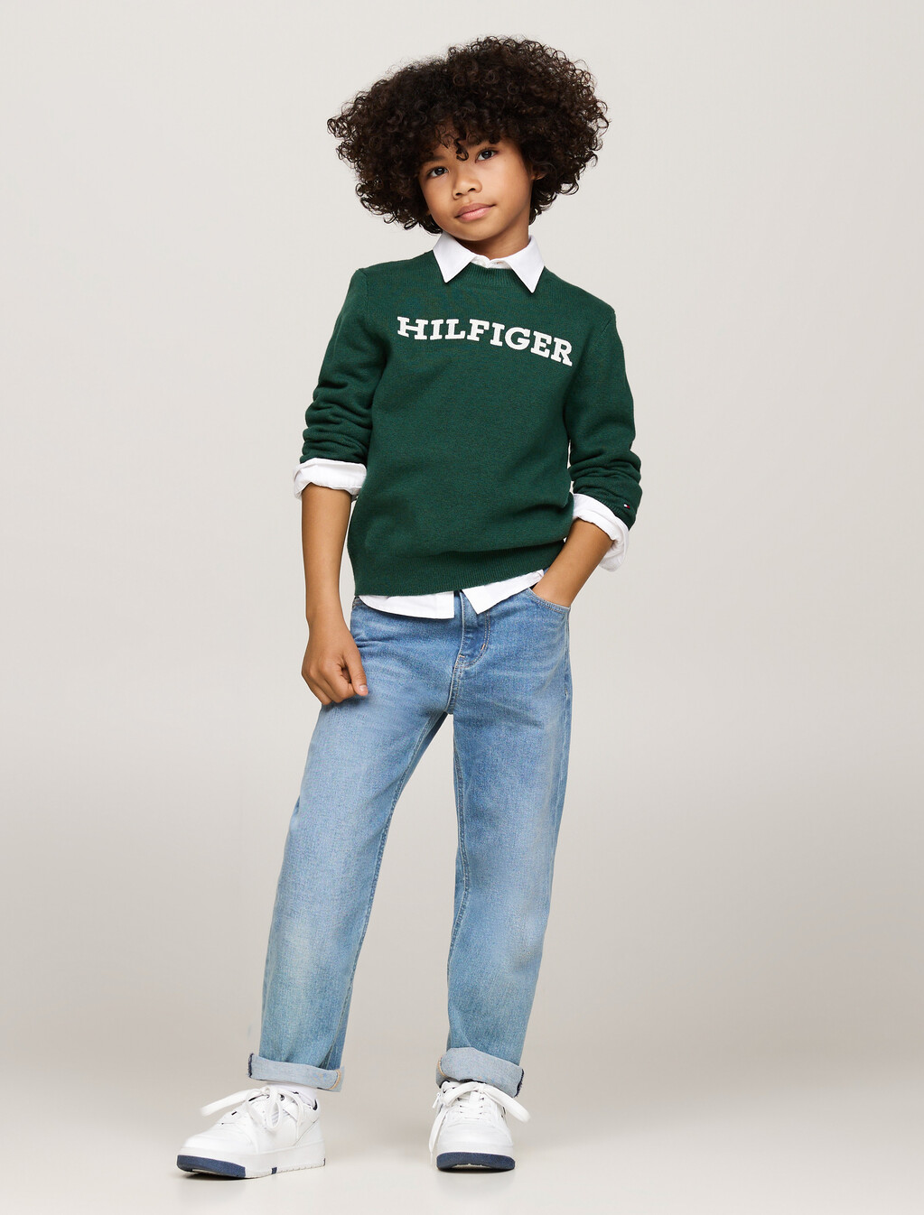 Hilfiger Monotype 圓領毛衣, Ornamental Green, hi-res