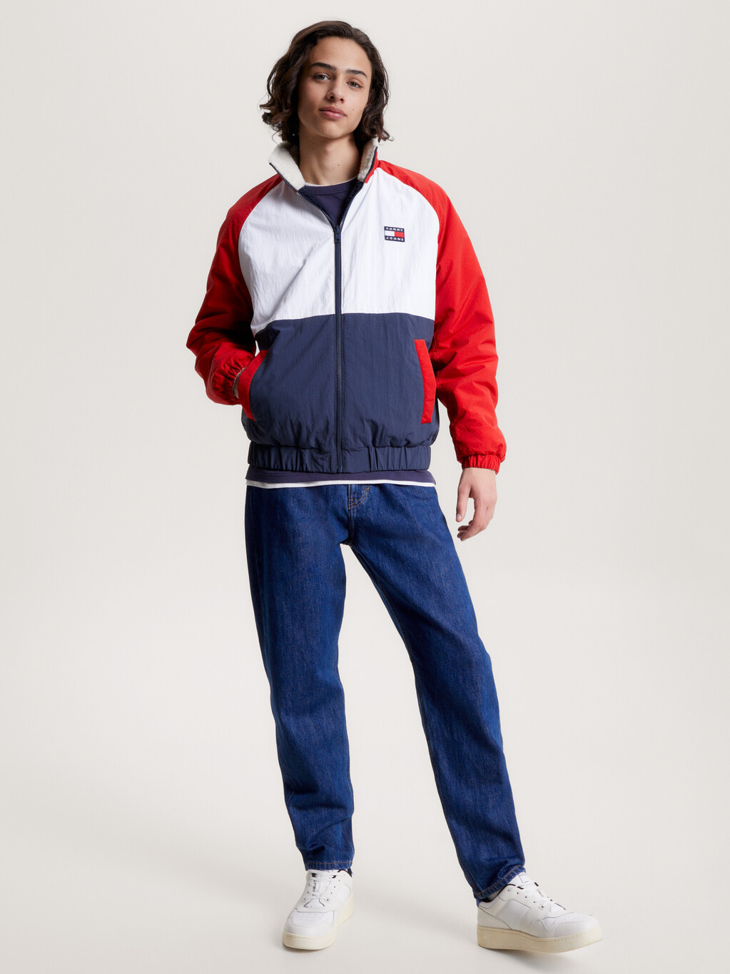 Reversible Colour-Blocked Relaxed Sherpa Jacket, Twilight Navy / Multi, hi-res