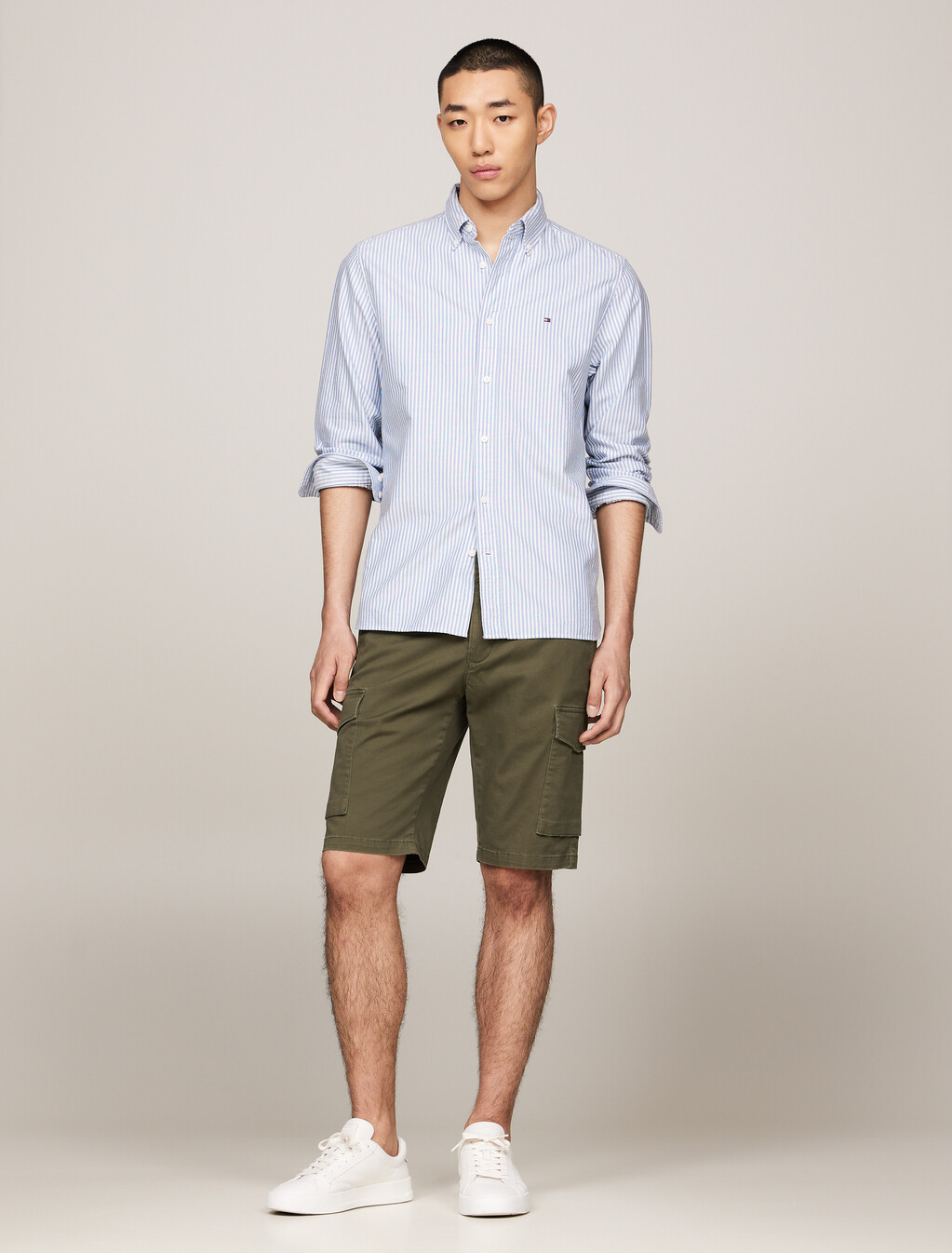 Twill Cargo Pocket Shorts, Army Green, hi-res